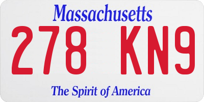 MA license plate 278KN9