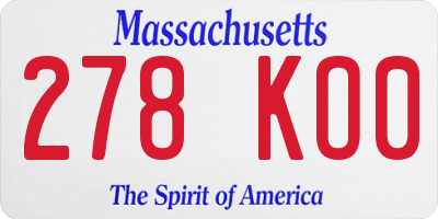 MA license plate 278KO0