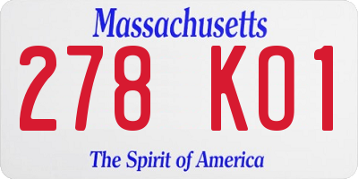 MA license plate 278KO1