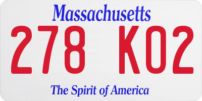 MA license plate 278KO2
