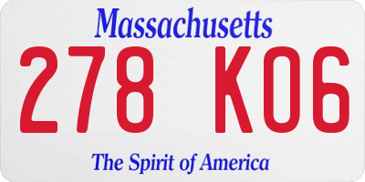 MA license plate 278KO6