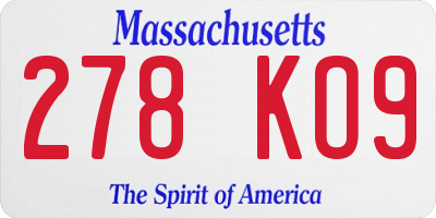 MA license plate 278KO9