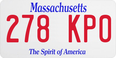 MA license plate 278KP0