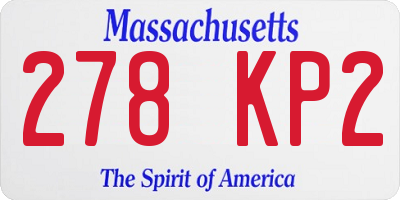 MA license plate 278KP2