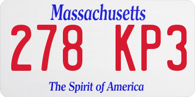 MA license plate 278KP3