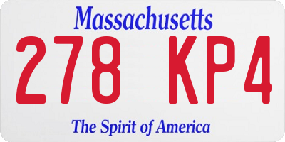 MA license plate 278KP4