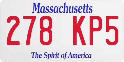 MA license plate 278KP5