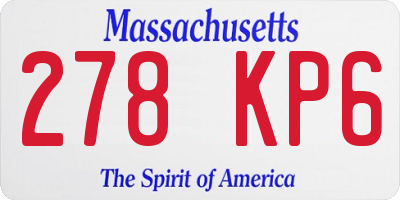 MA license plate 278KP6