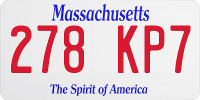 MA license plate 278KP7