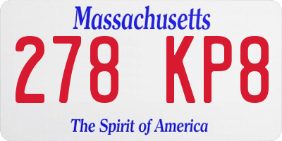 MA license plate 278KP8