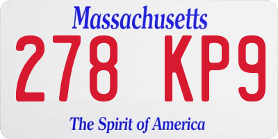 MA license plate 278KP9