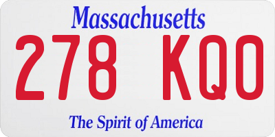 MA license plate 278KQ0