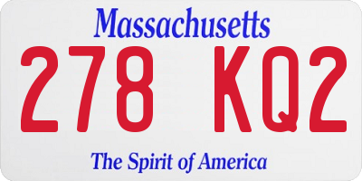 MA license plate 278KQ2