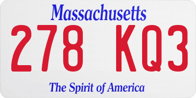 MA license plate 278KQ3