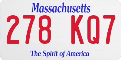 MA license plate 278KQ7