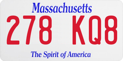 MA license plate 278KQ8