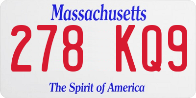 MA license plate 278KQ9