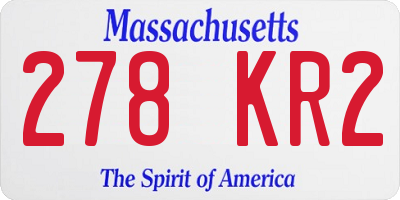 MA license plate 278KR2