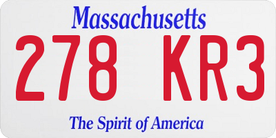 MA license plate 278KR3