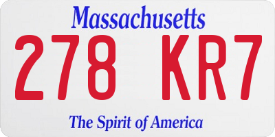 MA license plate 278KR7