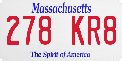 MA license plate 278KR8