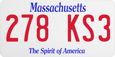 MA license plate 278KS3
