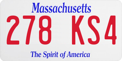 MA license plate 278KS4