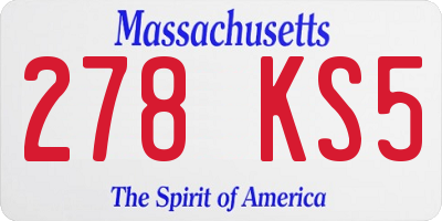 MA license plate 278KS5