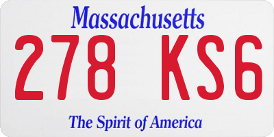 MA license plate 278KS6