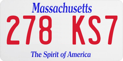 MA license plate 278KS7
