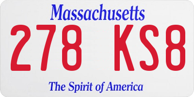 MA license plate 278KS8