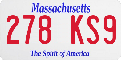 MA license plate 278KS9