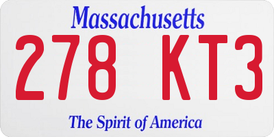 MA license plate 278KT3
