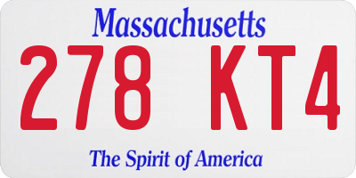 MA license plate 278KT4