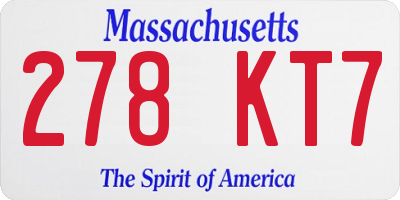 MA license plate 278KT7