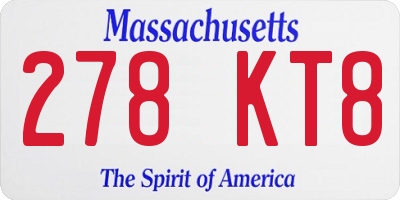 MA license plate 278KT8
