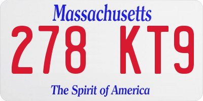 MA license plate 278KT9