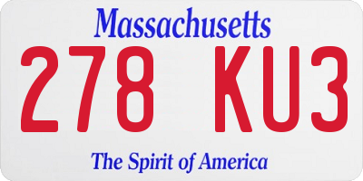 MA license plate 278KU3