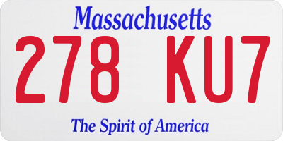MA license plate 278KU7