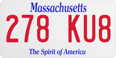 MA license plate 278KU8