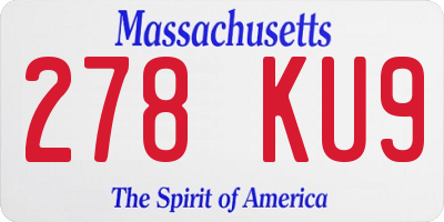 MA license plate 278KU9