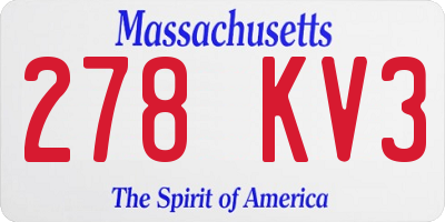 MA license plate 278KV3