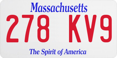 MA license plate 278KV9