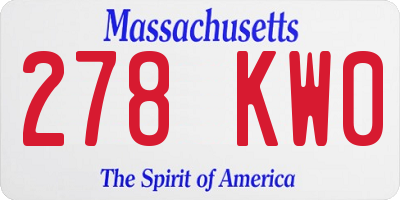 MA license plate 278KW0