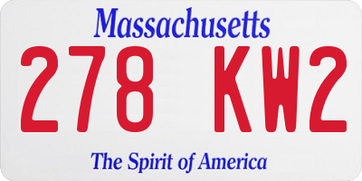 MA license plate 278KW2