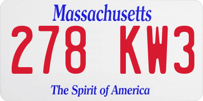 MA license plate 278KW3