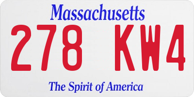 MA license plate 278KW4