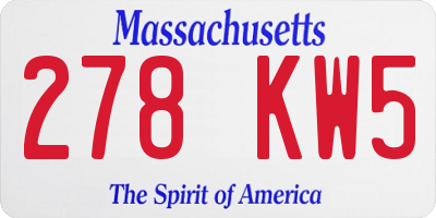 MA license plate 278KW5