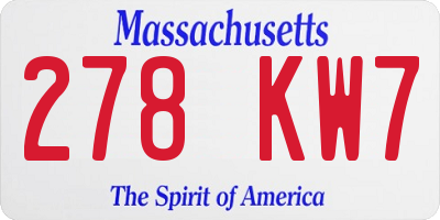 MA license plate 278KW7