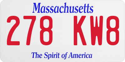 MA license plate 278KW8